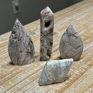 Mexican Crazy Lace Agate With Druzy Bundle of 4 crystals